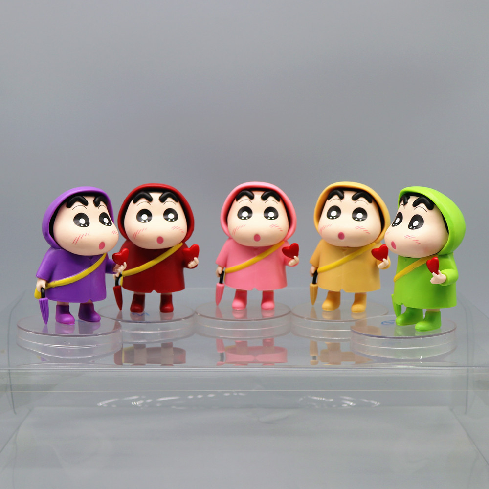 1 cái nhật bản anime crayon shin-chan hình nohara shinnosuke năm loại màu áo mưa shin-chan pvc hình hành động bộ sưu tập mô hình đồ chơi búp bê trẻ em quà tặng