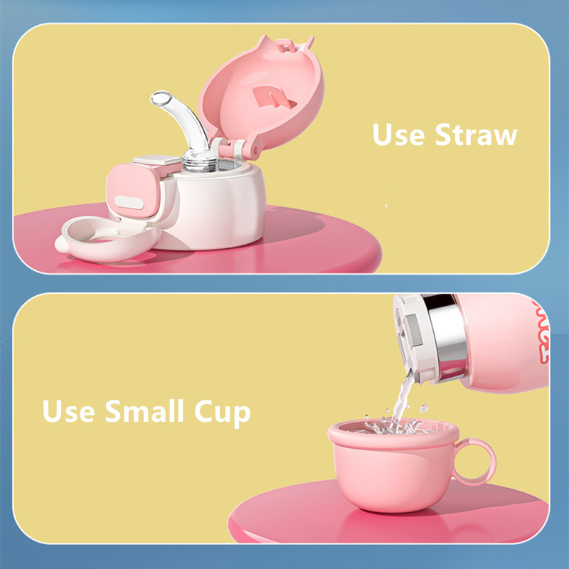 500ml phim hoạt hình bình giữ nhiệt bằng thép không gỉ 316 có ống hút hai nắp di động trẻ em du lịch bình nước giữ nhiệt tumbler