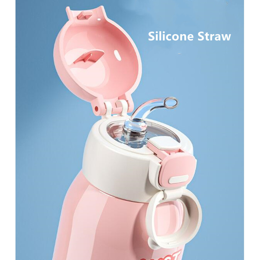 500ml phim hoạt hình bình giữ nhiệt bằng thép không gỉ 316 có ống hút hai nắp di động trẻ em du lịch bình nước giữ nhiệt tumbler