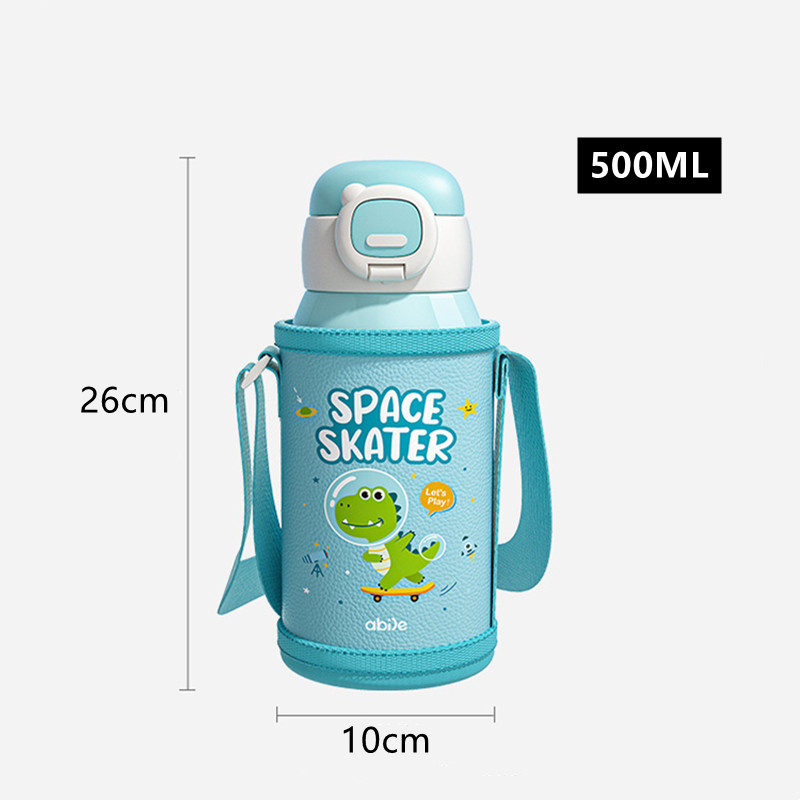 500ml phim hoạt hình bình giữ nhiệt bằng thép không gỉ 316 có ống hút hai nắp di động trẻ em du lịch bình nước giữ nhiệt tumbler