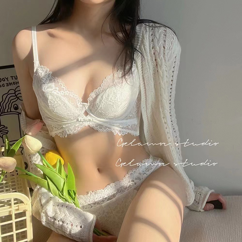 Bộ đồ lót nữ quần lót ren tập hợp áo ngực mỏng cúp ngực đồ lót dây thoải mái bralette