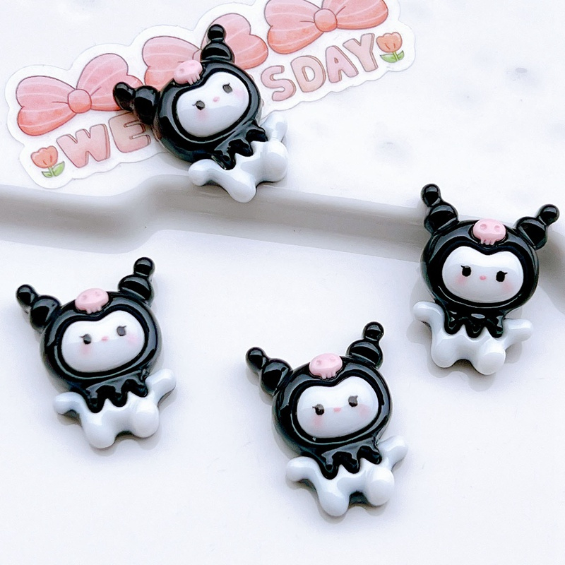 10 miếng nhựa tự làm phim hoạt hình sanrio kuromi series miếng kem keo hộp đựng điện thoại mặt dây chuyền móc khóa tóc kẹp bông tai mặt dây chuyền thời trang
