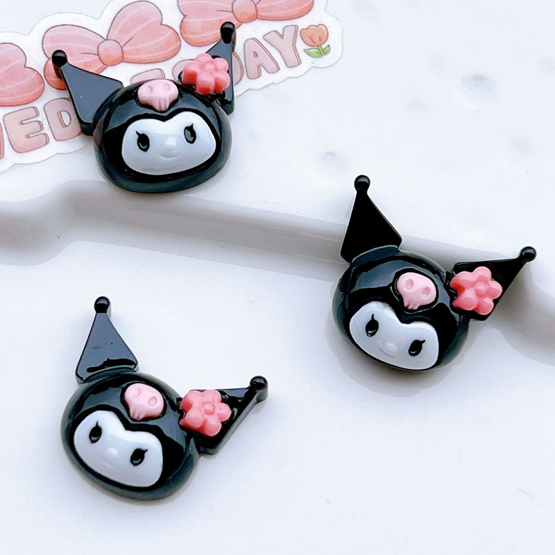 10 miếng nhựa tự làm phim hoạt hình sanrio kuromi series miếng kem keo hộp đựng điện thoại mặt dây chuyền móc khóa tóc kẹp bông tai mặt dây chuyền thời trang