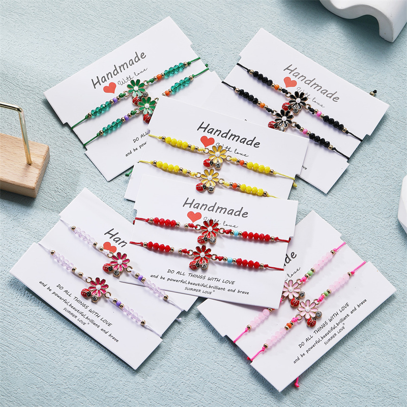Dễ thương đính cườm little daisy ladybug bracelet girl phụ kiện vòng đeo tay có thể điều chỉnh món quà sinh nhật người bạn tốt nhất