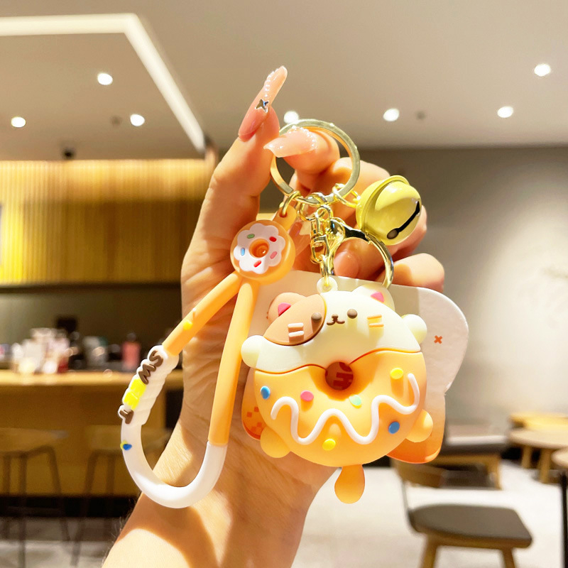 Coffeejoy creative donut animal bag charm key chain bán buôn car charm doll cartoon keychain doll gift