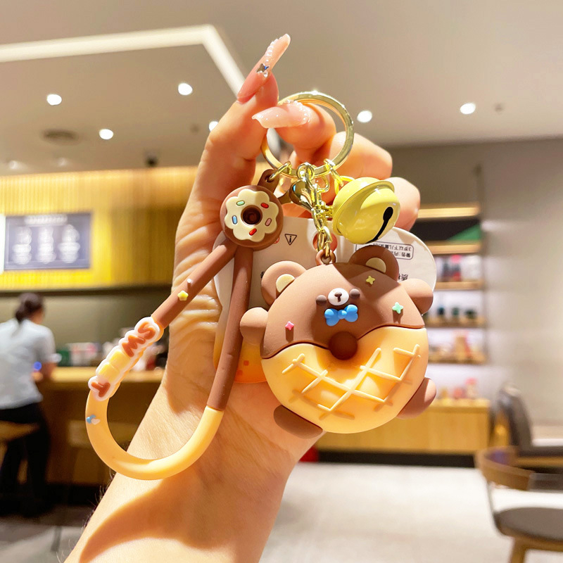 Coffeejoy creative donut animal bag charm key chain bán buôn car charm doll cartoon keychain doll gift
