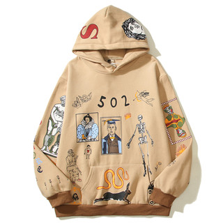 Graffiti fleece front pocket men's hoodie pullover street fashion sweatshirts and hoodies 2023 autumn
