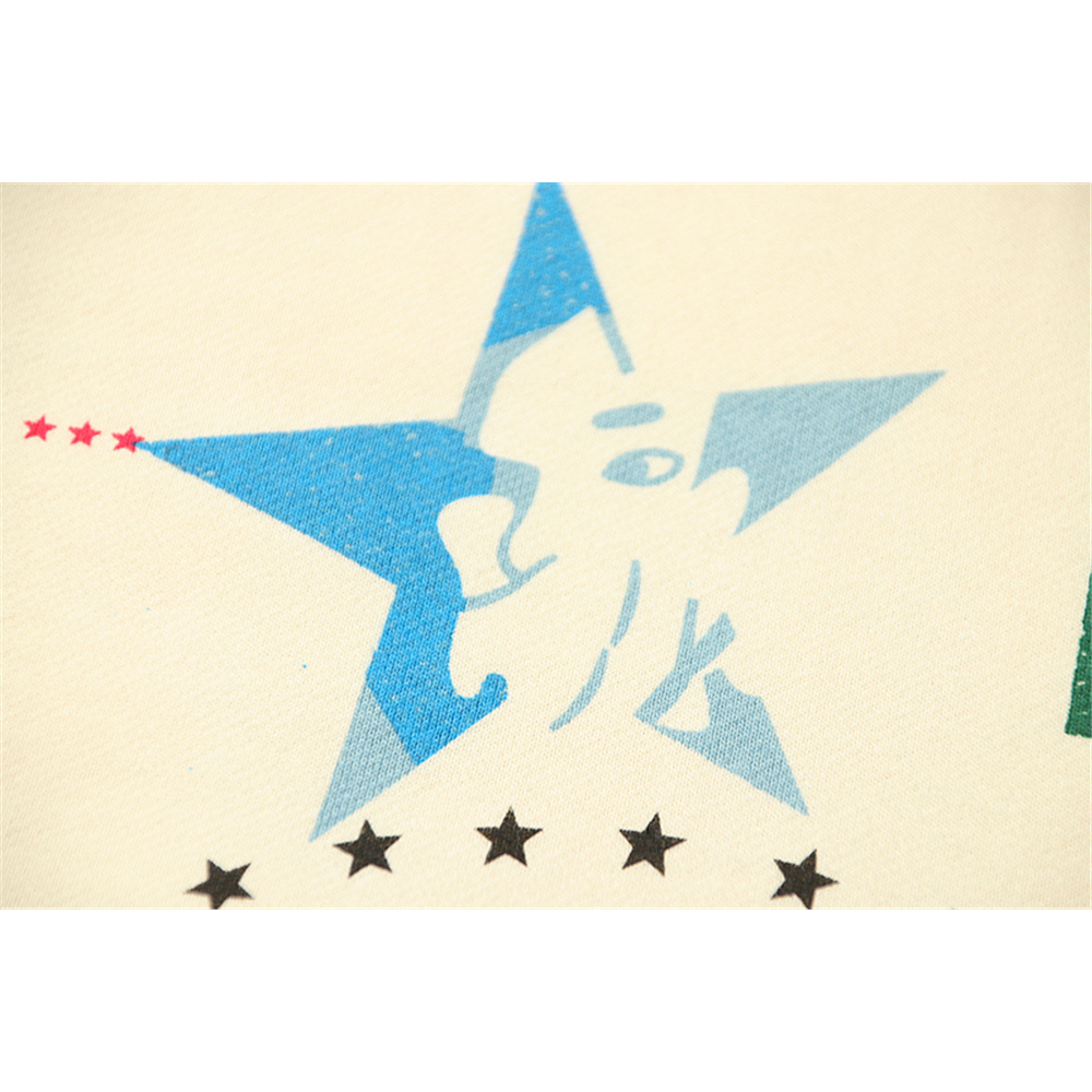 Graffiti terry chất liệu áo thun nam áo khoác nỉ và hoodies túi trước thời trang dạo phố trùm đầu người đàn ông màu be