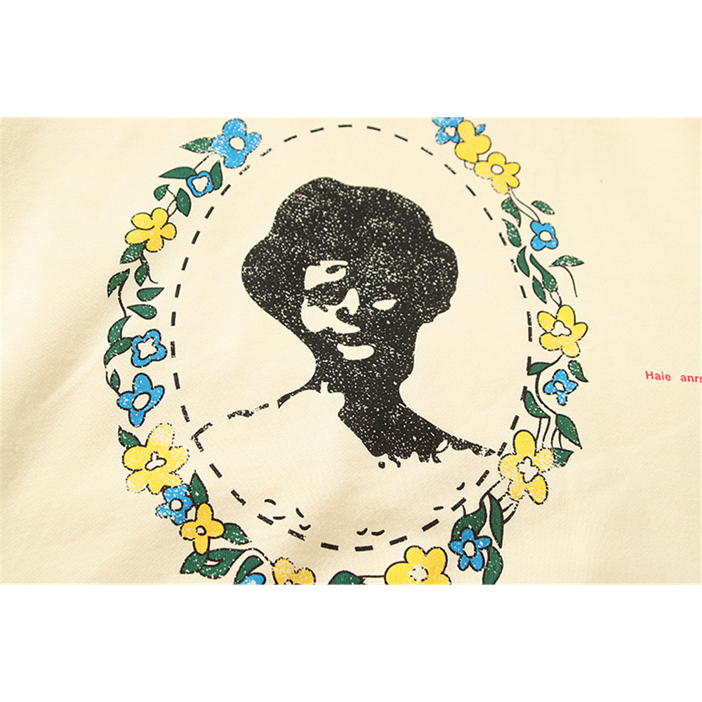 Graffiti terry chất liệu áo thun nam áo khoác nỉ và hoodies túi trước thời trang dạo phố trùm đầu người đàn ông màu be