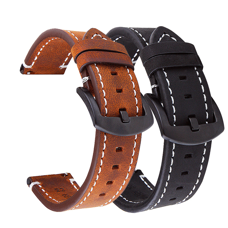 Dây đeo bằng da rám nắng 22mm 18mm dây đeo đồng hồ phát hành nhanh dây đeo màu nâu cho fossil women's gen 6 42mm charter hr gen 4 venture hr / gen 2 q founder / marshal / wander fossil
