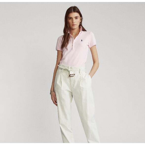 Áo Thun POLO Tay Ngắn Phối Lưới Vải Cotton Màu Trơn Thêu Hình Ngựa Pony 5 Nút Thời Trang Cho Bạn Gái