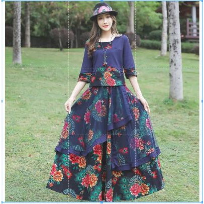 Áy dài mới yunnan quốc gia phong cách sân khấu váy
