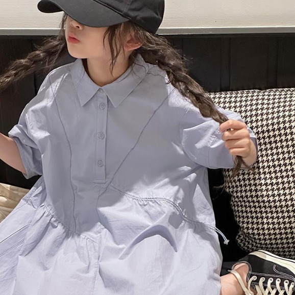 Váy bé gái 3-14 tuổi váy trẻ em váy trẻ em váy trẻ em cô gái đi học phong cách áo sơ mi polo trẻ em