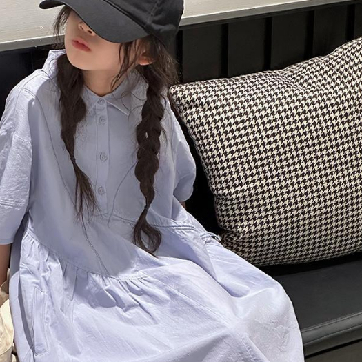 Váy bé gái 3-14 tuổi váy trẻ em váy trẻ em váy trẻ em cô gái đi học phong cách áo sơ mi polo trẻ em