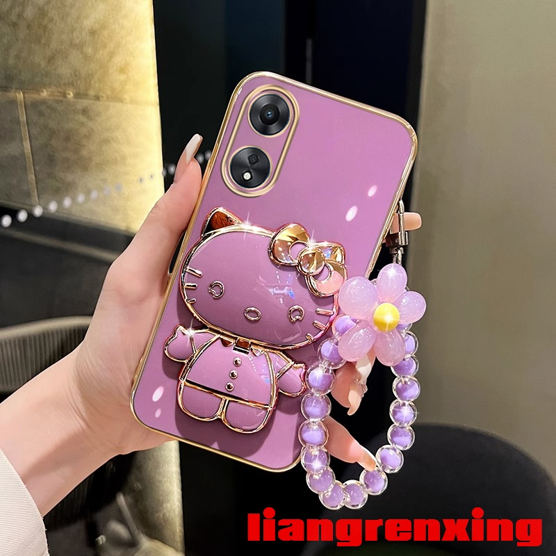 ốp lưng Vỏ oppo reno 8t 4g reno 8 t 2023 reno8 t 5g 2023 oppo a78 4g a58 5g a78 5g vỏ điện thoại softcase silicone chống sốc thiết kế mới vòng đeo tay hoa cho bé gái ddhk01 viền vuông cute