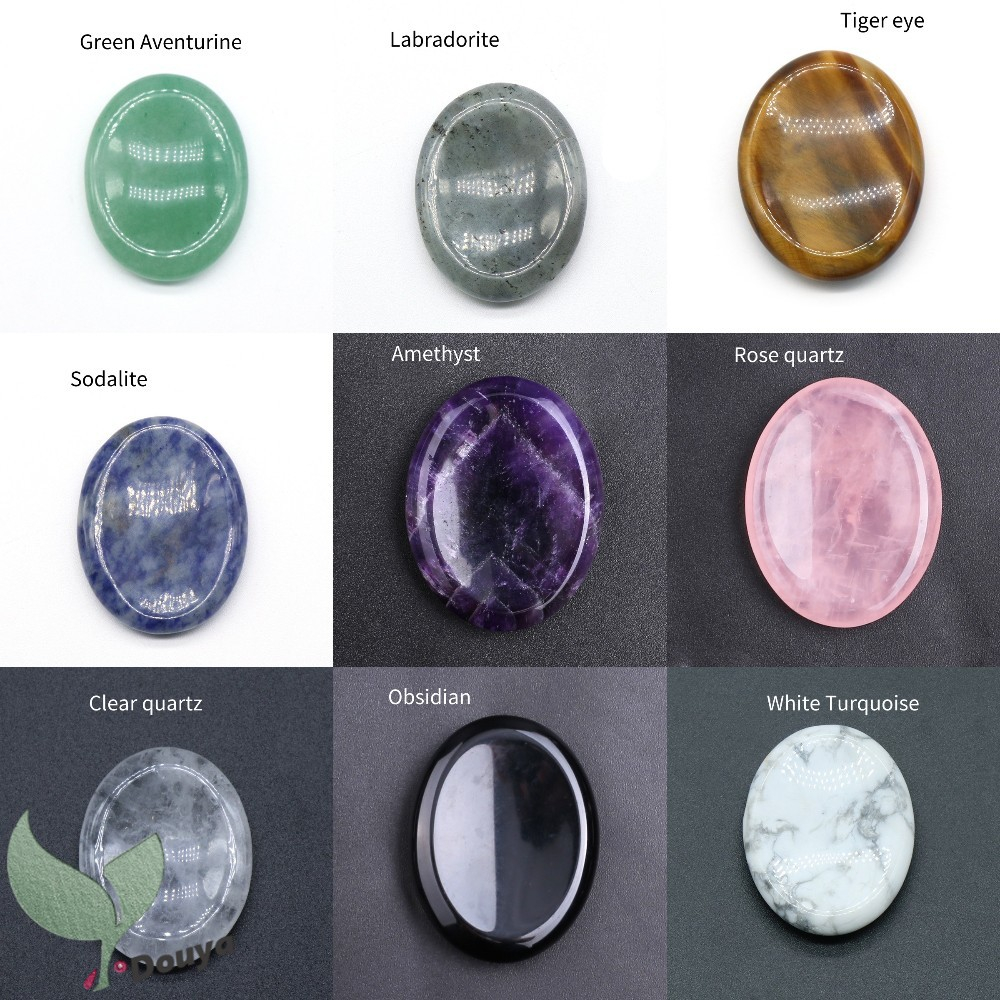 Ngón tay cái lo lắng đá cho lo lắng pha lê chakra, đá luân xa hình bầu dục đá quý bỏ túi để thiền trang trí nội thất