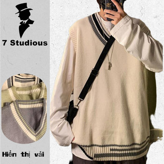 Áo len nam không tay cổ chữ V dáng rộng phong cách hàn Quốc xe tăng cho và nữ bigsize fashion áo len dệt kim áo vest unisexáo cặp áo không tay sweater
