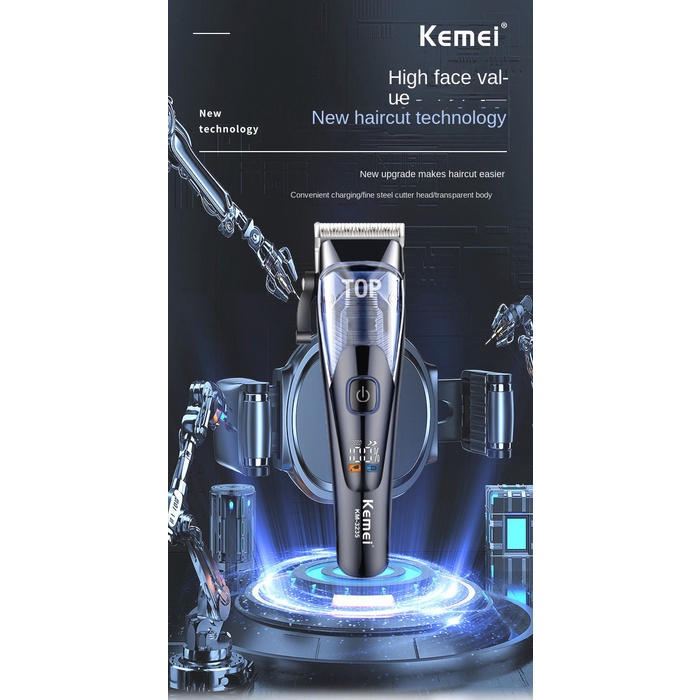 2023 tông đơ cắt tóc kemei mới usb sạc nhanh lcd màn hình kỹ thuật số tông đơ cắt tóc