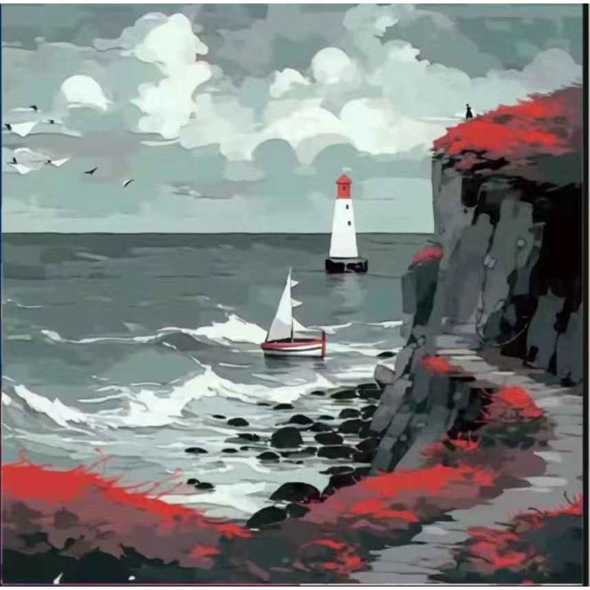 Tranh sơn dầu tô số Y001 tự làm nhiều màu sắc kích thước 20x20 cm