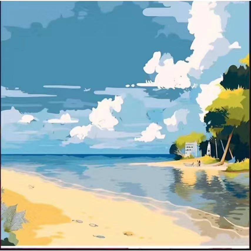 Tranh sơn dầu tô số Y001 tự làm nhiều màu sắc kích thước 20x20 cm