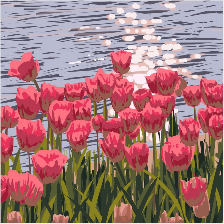 Tranh sơn dầu tô số Y001 tự làm nhiều màu sắc kích thước 20x20 cm