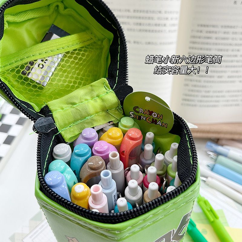 Lục giác dọc zip văn phòng phẩm bút chì xô