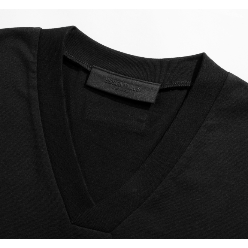 Áo Thun Unisex Ngắn Tay Cổ Chữ V Màu Đen / Xanh Chất Liệu Cotton Phong Cách Mới