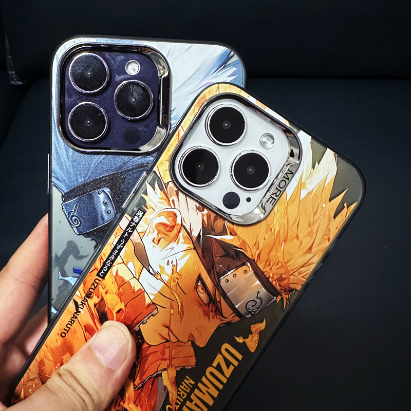 Ốp Điện Thoại Trong Suốt Hai Lớp Màu Bạc Hình naruto Cho iphone 13 pro max 11 12 13 14 pro max 14 15promax