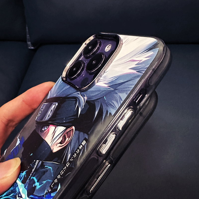 Ốp Điện Thoại Trong Suốt Hai Lớp Màu Bạc Hình naruto Cho iphone 13 pro max 11 12 13 14 pro max 14 15promax