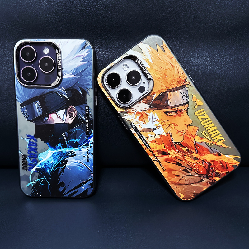 Ốp Điện Thoại Trong Suốt Hai Lớp Màu Bạc Hình naruto Cho iphone 13 pro max 11 12 13 14 pro max 14 15promax