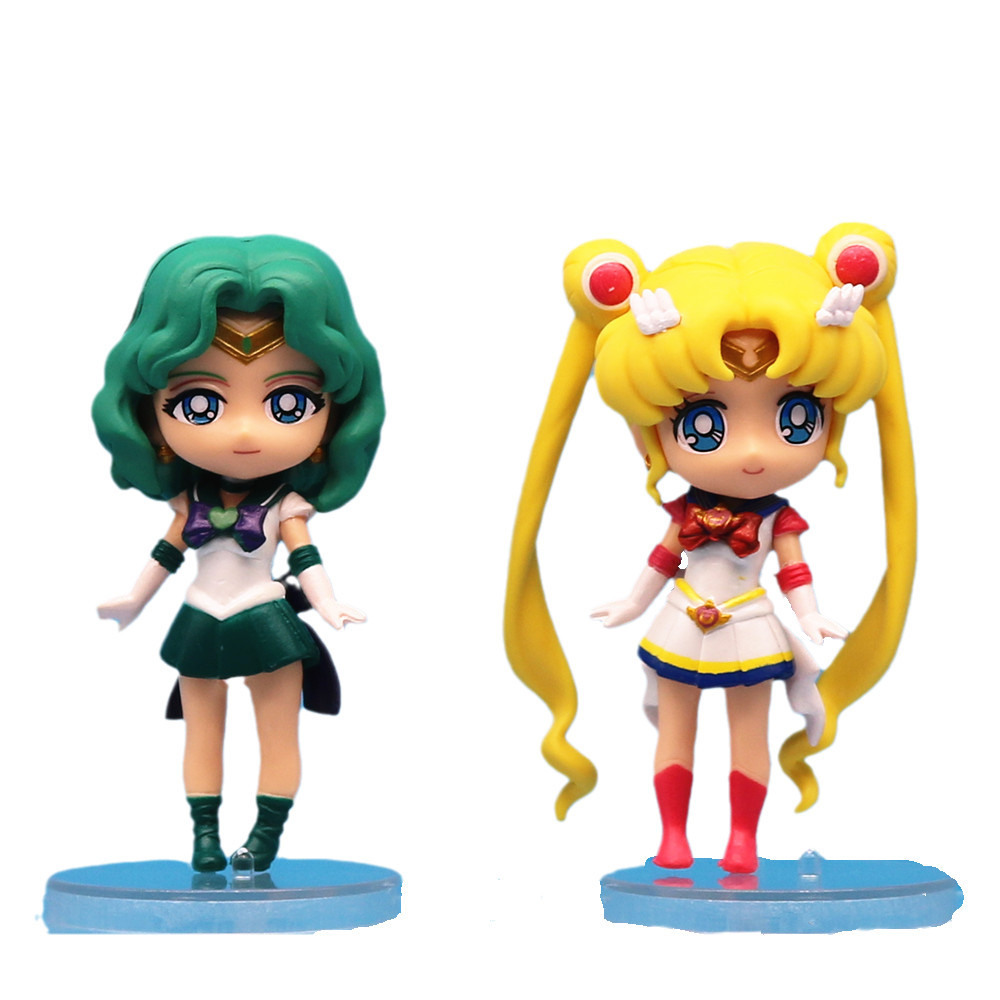 8 cái / bộ 10 cm sailor moon anime hình tsukino usagi chibiusa chiba mamoru q phiên bản trang trí bánh pvc hình hành động mô hình búp bê đồ chơi