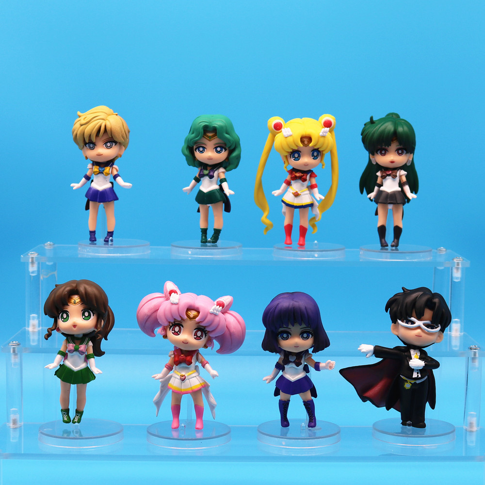 8 cái / bộ 10 cm sailor moon anime hình tsukino usagi chibiusa chiba mamoru q phiên bản trang trí bánh pvc hình hành động mô hình búp bê đồ chơi