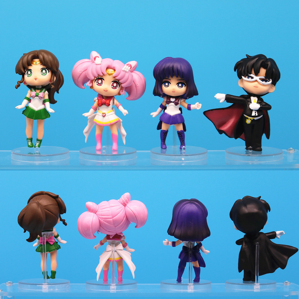 8 cái / bộ 10 cm sailor moon anime hình tsukino usagi chibiusa chiba mamoru q phiên bản trang trí bánh pvc hình hành động mô hình búp bê đồ chơi