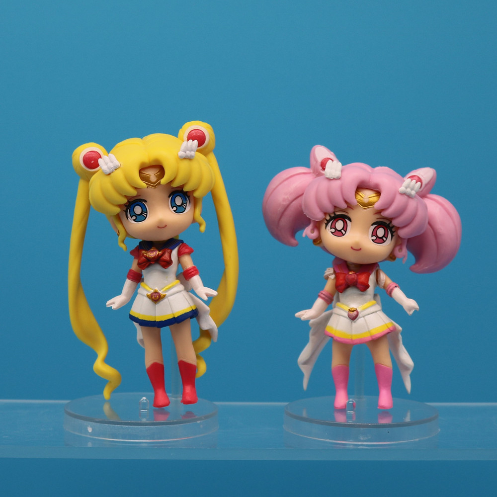 8 cái / bộ 10 cm sailor moon anime hình tsukino usagi chibiusa chiba mamoru q phiên bản trang trí bánh pvc hình hành động mô hình búp bê đồ chơi