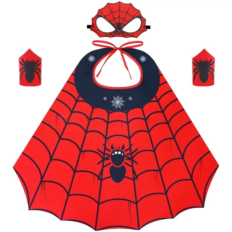 1 bộ trang phục nhện cho bé gái bé trai trẻ em, bug dressed-up cape mask hero dress for quà tặng spiderman robe baby superhero costume toy halloween cape toy
