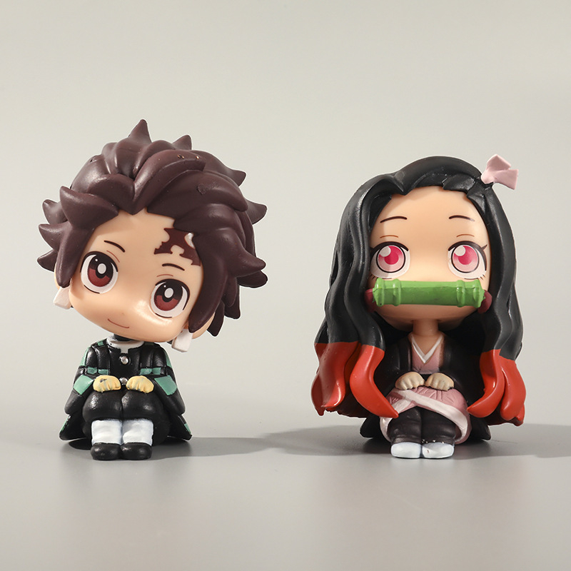 8 cm demon slayer hình anime kamado tanjirou kamado nezuko q phiên bản bánh trang trí xe hơi pvc hình hành động mô hình búp bê đồ chơi trẻ em quà tặng
