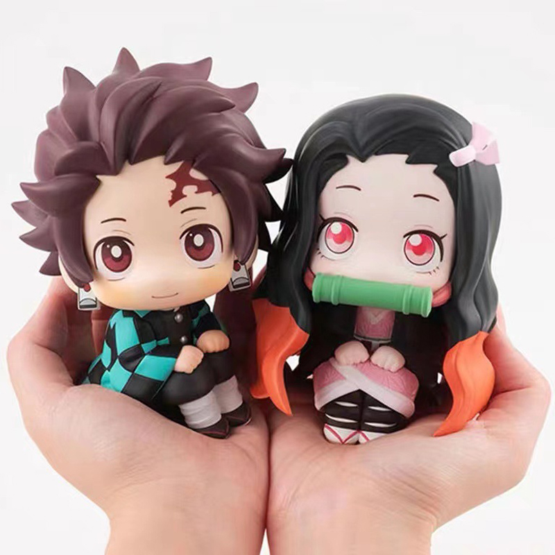8 cm demon slayer hình anime kamado tanjirou kamado nezuko q phiên bản bánh trang trí xe hơi pvc hình hành động mô hình búp bê đồ chơi trẻ em quà tặng