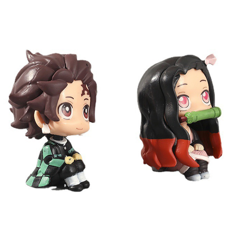 8 cm demon slayer hình anime kamado tanjirou kamado nezuko q phiên bản bánh trang trí xe hơi pvc hình hành động mô hình búp bê đồ chơi trẻ em quà tặng