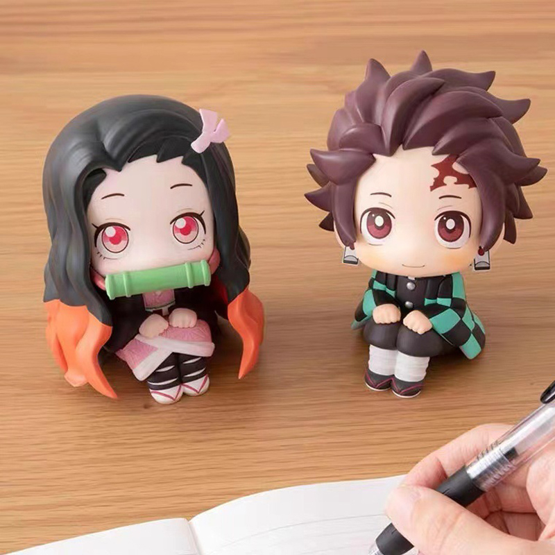8 cm demon slayer hình anime kamado tanjirou kamado nezuko q phiên bản bánh trang trí xe hơi pvc hình hành động mô hình búp bê đồ chơi trẻ em quà tặng