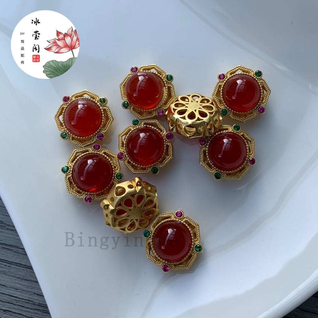 Bingyingge Mã não đỏ tự nhiên trứng mặt dây trang trí tinh tế và đa năng handmade TỰ LÀM vòng tay vòng cổ bện dây mã não phụ kiện 23080608