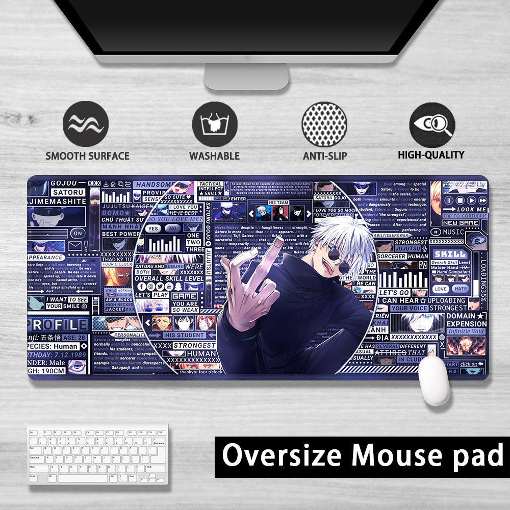 Bàn di chuột jujutsu kaisen hai | Mở rộng mousepad | Không thấm nước non-slip thiết kế | Chính xác stitched cạnh | Dễ thương deskmat | Bàn di chuột chơi game lớn | Deskmat