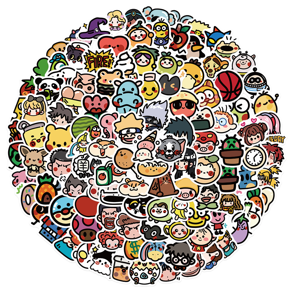 120 cái mới old school cartoon graffiti stickers dễ thương và vui nhộn vật liệu sổ cái nhỏ hình dán không thấm nước