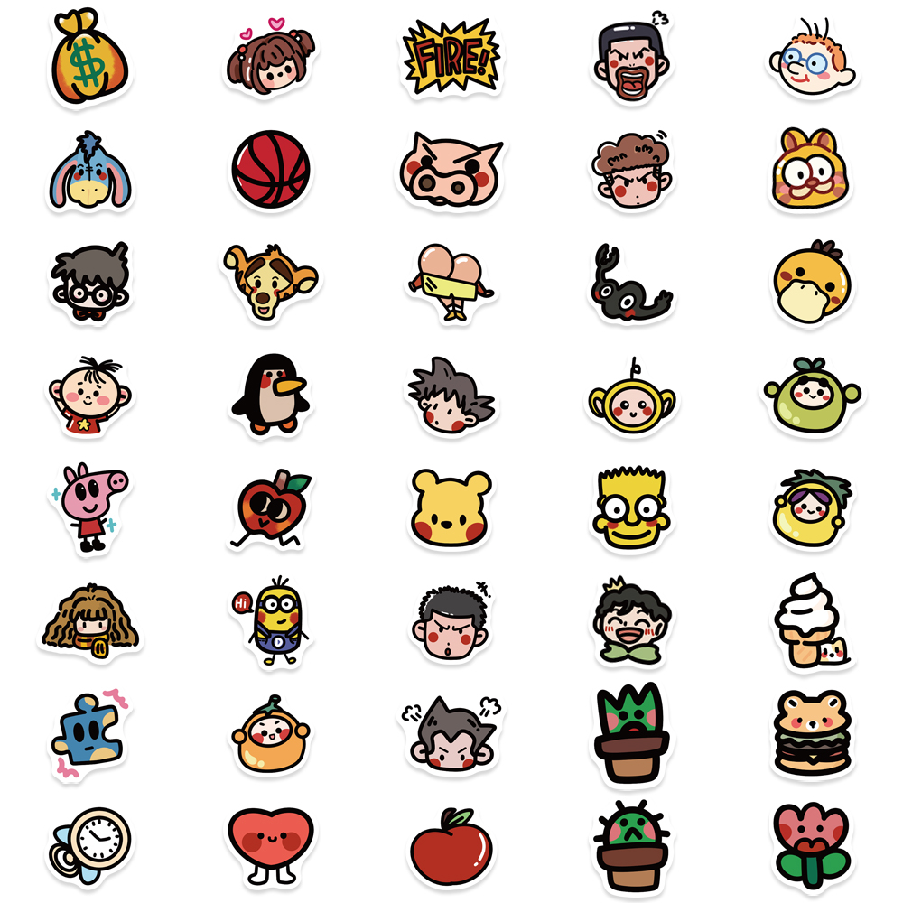120 cái mới old school cartoon graffiti stickers dễ thương và vui nhộn vật liệu sổ cái nhỏ hình dán không thấm nước