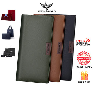 Williampolo Ví Da Dài Thời Trang Dành Cho Nam Men Wallet Leather Fashion Business Card Bag Thin Long Wallet