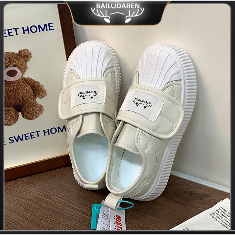 BẠCH LỘC ĐẠI NHÂN✨️️Giày Bánh Mì Khóa Dán Đế Dày Mũi Vỏ Sò Thời Trang Hàn Quốc Dành Cho Nữ