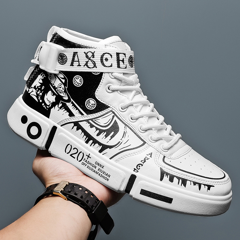 Giày Thể Thao Nam In Hình Nhân Vật Phim One Piece Portgas D Ace Luffy Thời Trang