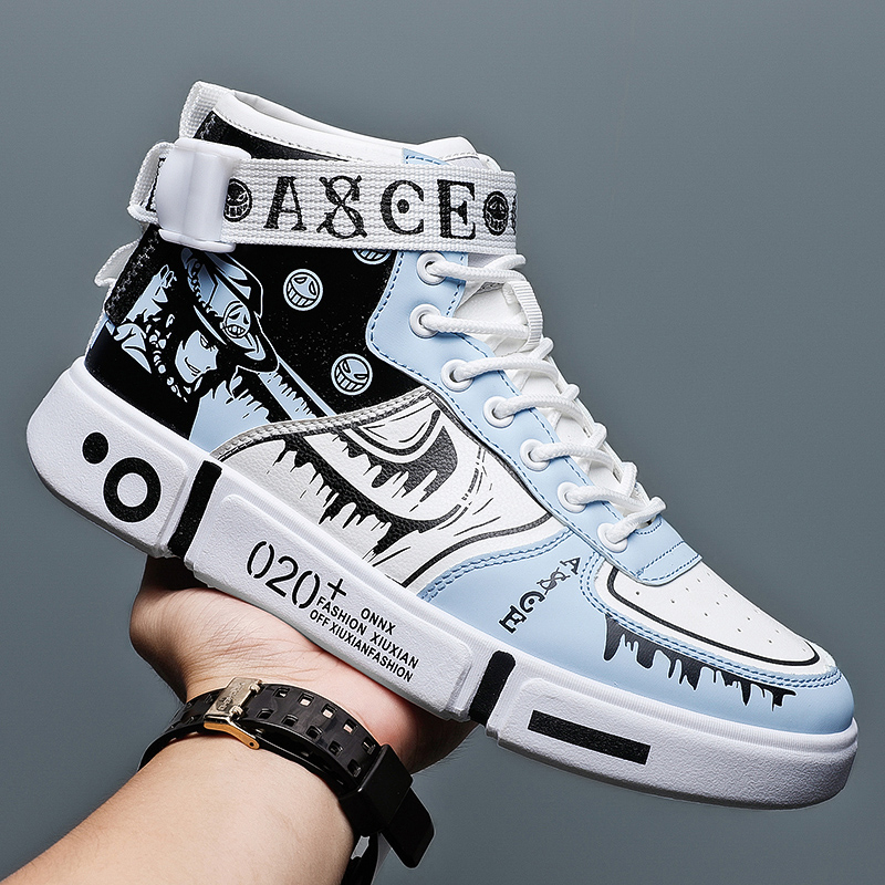 Giày Thể Thao Nam In Hình Nhân Vật Phim One Piece Portgas D Ace Luffy Thời Trang