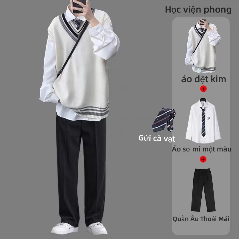Áo Sweater Nam Không Tay Thiết Kế Đơn Giản Thời Trang Cho Len Kẻ Thu Đông Nam Không Tay Nam Sát Nách Cổ Chữ V Thời Trang Dành Áo Len Sọc Hàn Quốc Unisex Size Lớn Mới