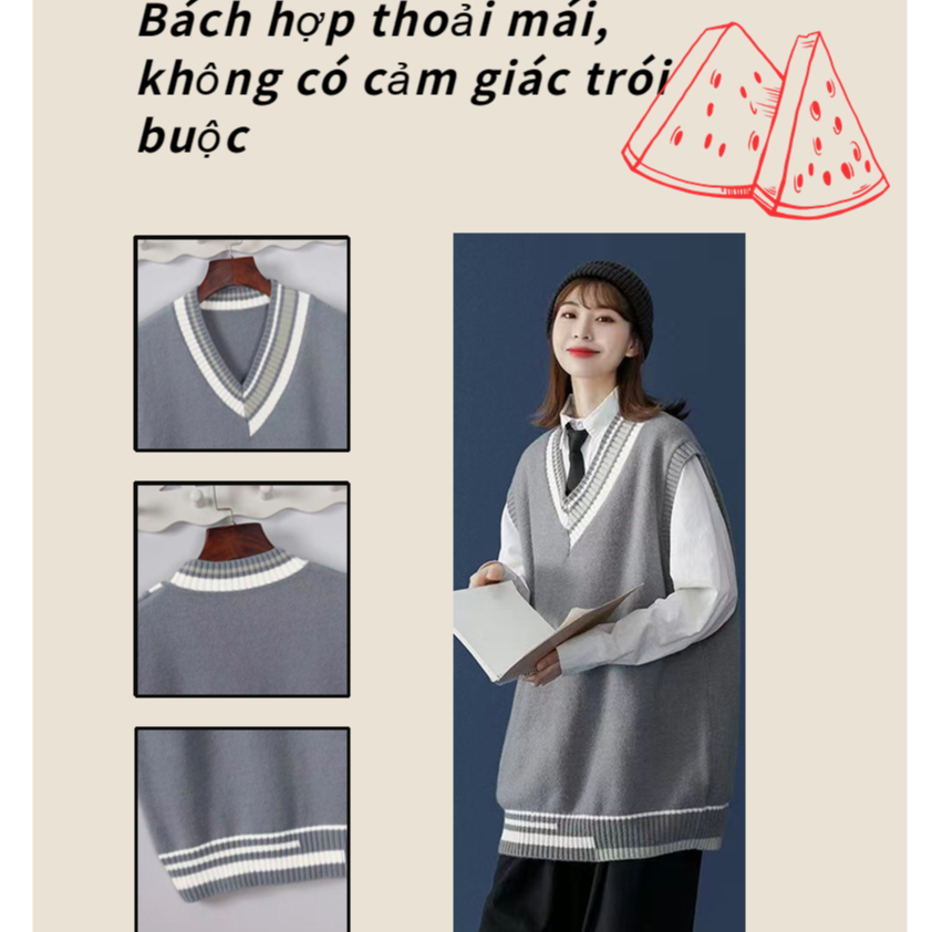Áo Sweater Nam Không Tay Thiết Kế Đơn Giản Thời Trang Cho Len Kẻ Thu Đông Nam Không Tay Nam Sát Nách Cổ Chữ V Thời Trang Dành Áo Len Sọc Hàn Quốc Unisex Size Lớn Mới