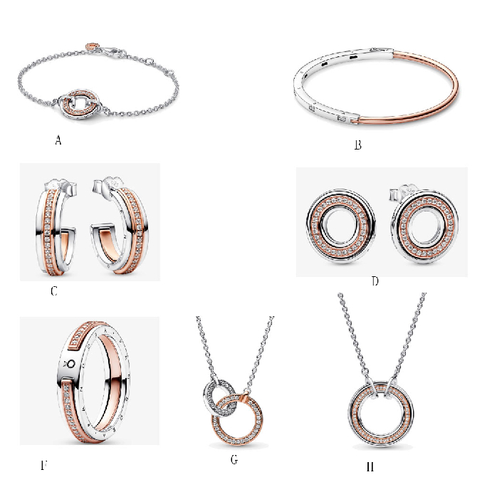 New classic two-tone collection of women's earrings ring bracelet 925 silver jewelry diy couple quà 